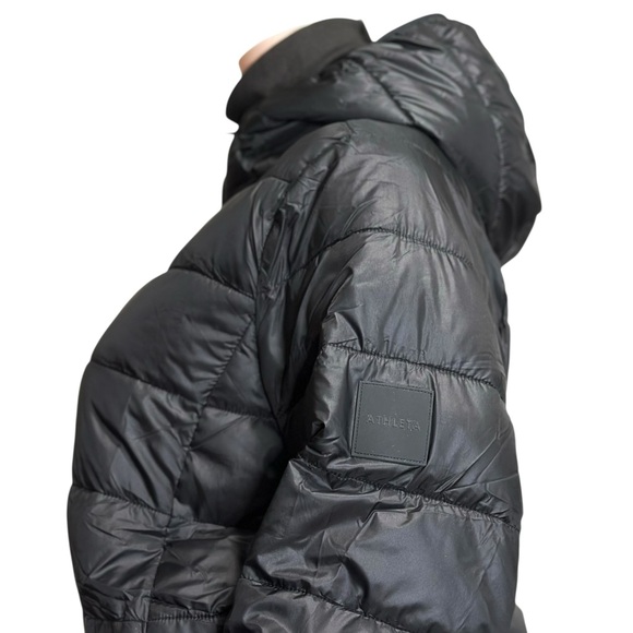ATHLETA Aire Puffer Hooded Jacket, Black, Medium - Picture 13 of 14